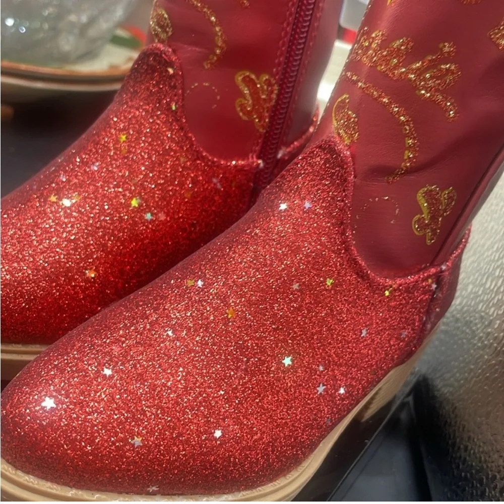 Disney Red and Gold Glitter Cowboy Boots Kids Costume - Picture 6 of 7